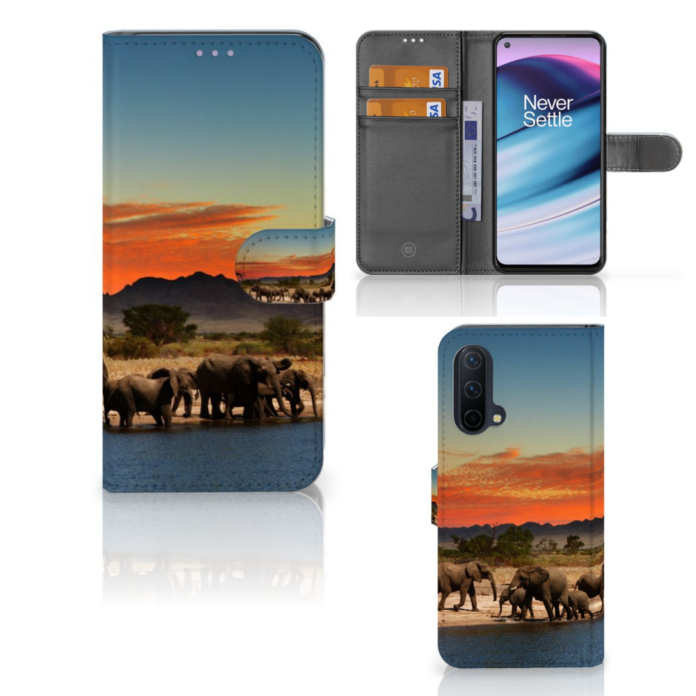 OnePlus Nord CE 5G Telefoonhoesje met Pasjes Olifanten