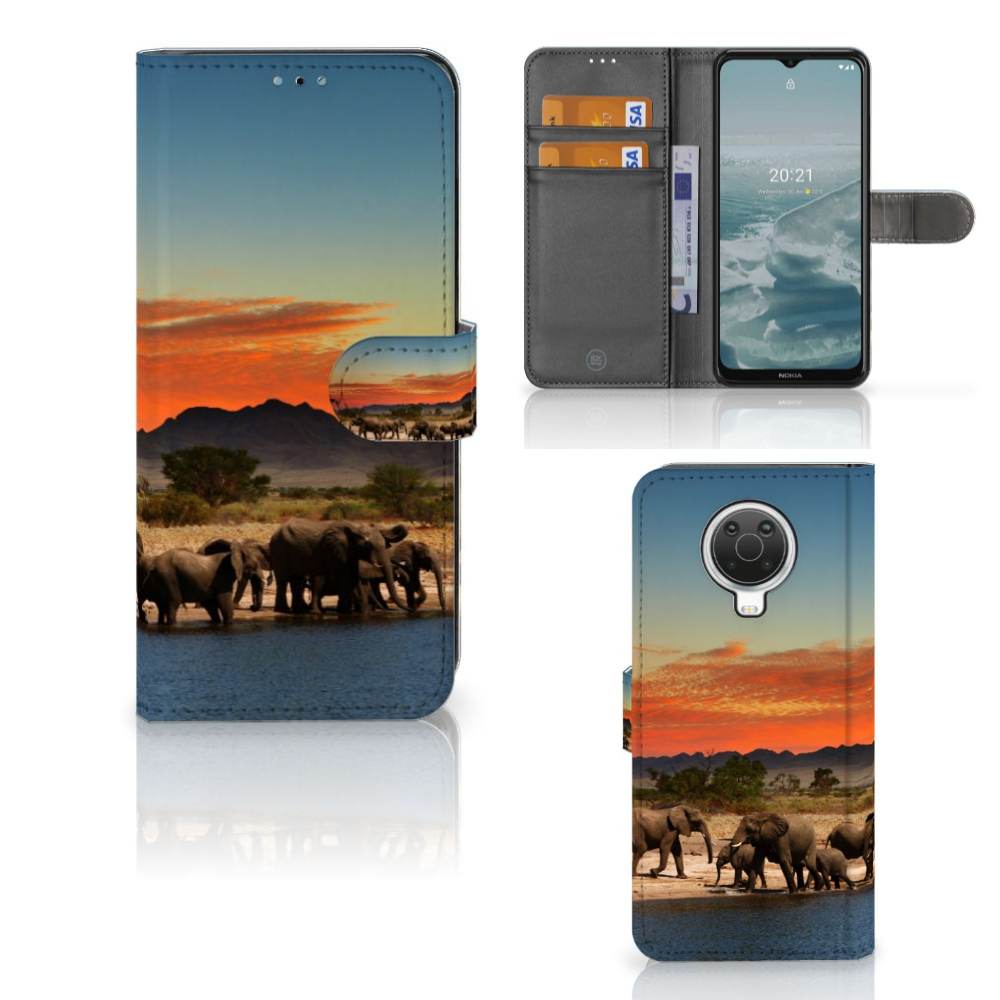 Nokia G10 | G20 Telefoonhoesje met Pasjes Olifanten