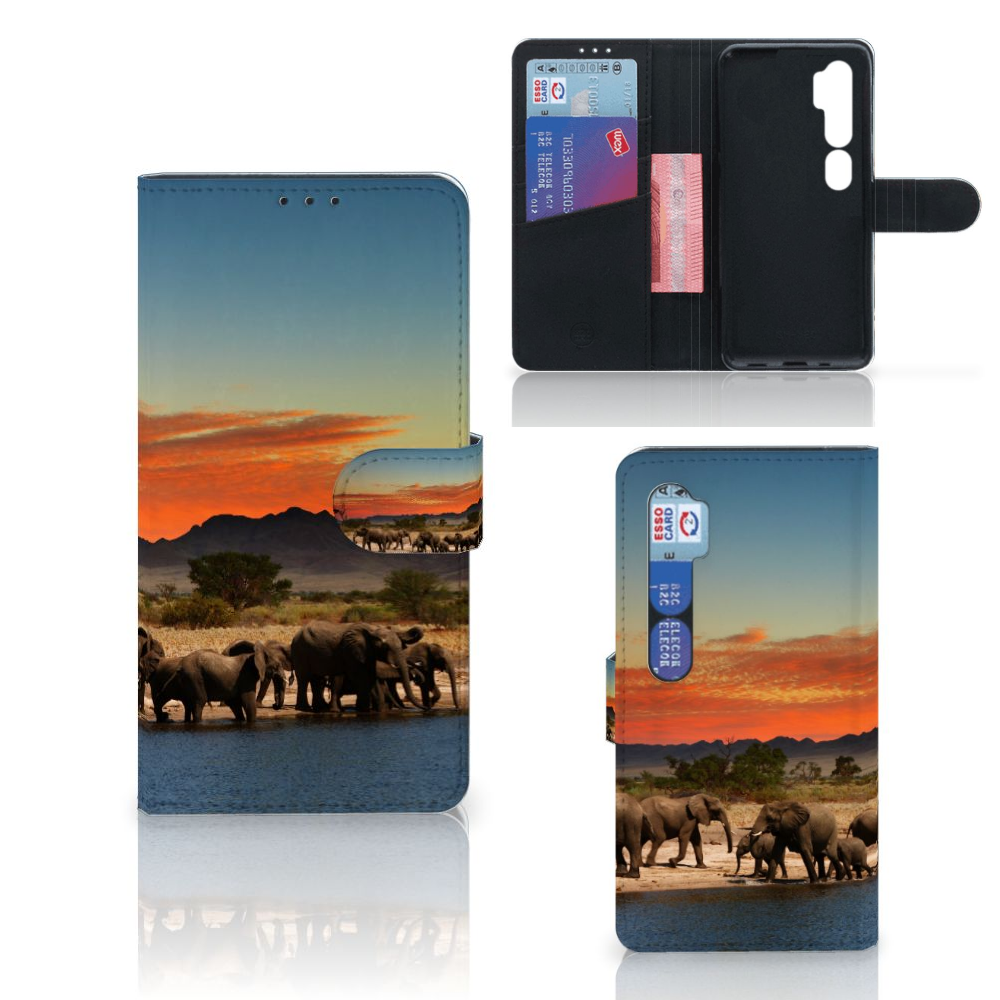 Xiaomi Mi Note 10 Pro Telefoonhoesje met Pasjes Olifanten