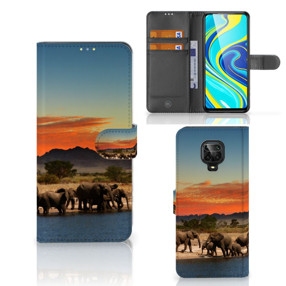 Xiaomi Redmi Note 9 Pro | Note 9S Telefoonhoesje met Pasjes Olifanten