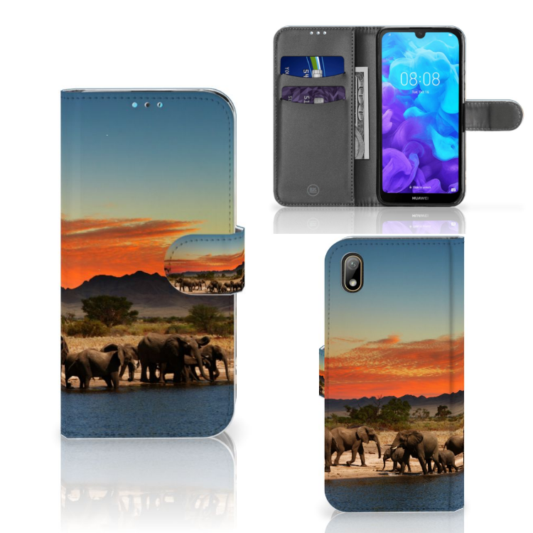 Huawei Y5 (2019) Telefoonhoesje met Pasjes Olifanten