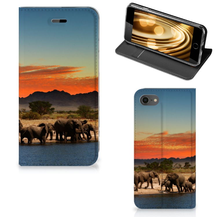 Apple iPhone 7 | 8 Standcase Hoesje Design Olifanten