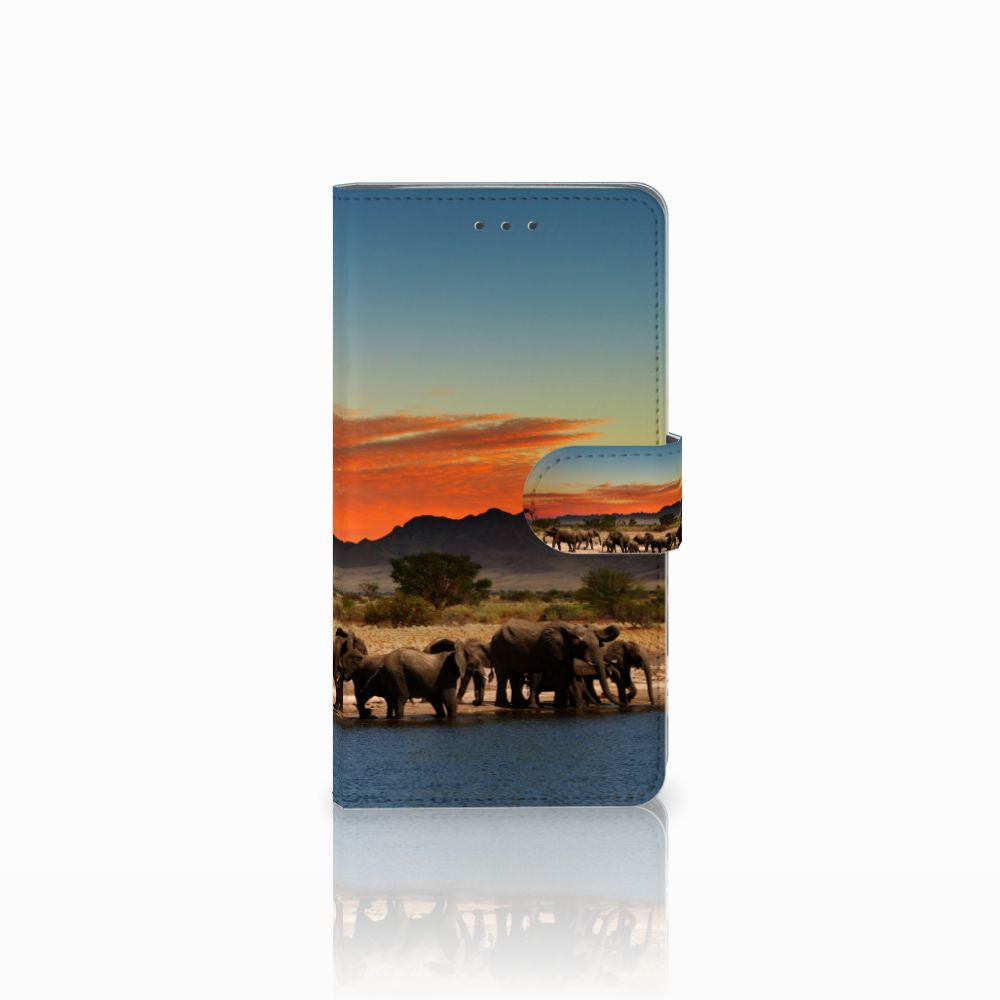Samsung Galaxy J7 2016 Telefoonhoesje met Pasjes Olifanten