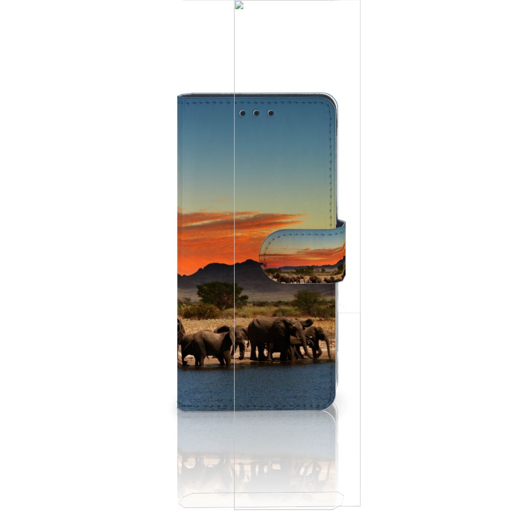 Huawei Ascend P8 Lite Telefoonhoesje met Pasjes Olifanten