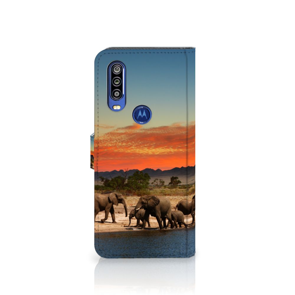 Motorola One Action Telefoonhoesje met Pasjes Olifanten