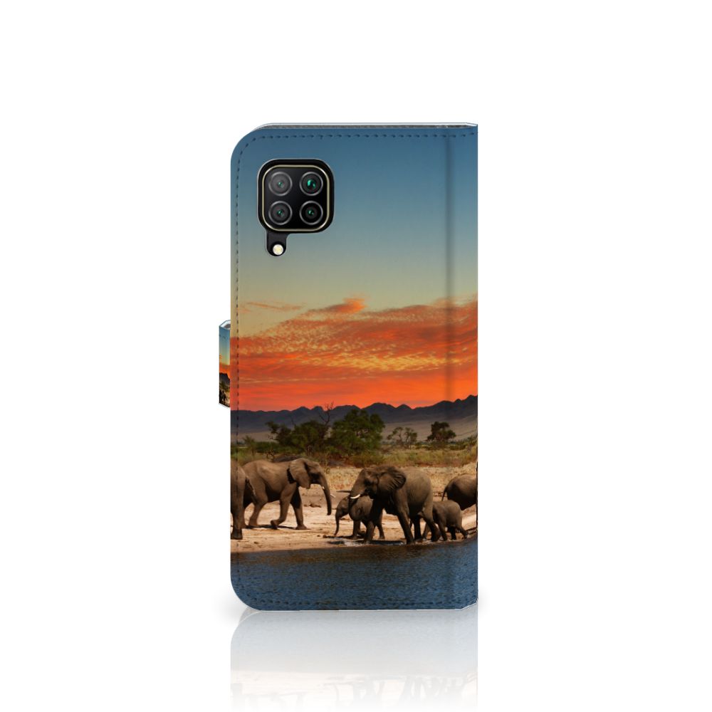 Huawei P40 Lite Telefoonhoesje met Pasjes Olifanten