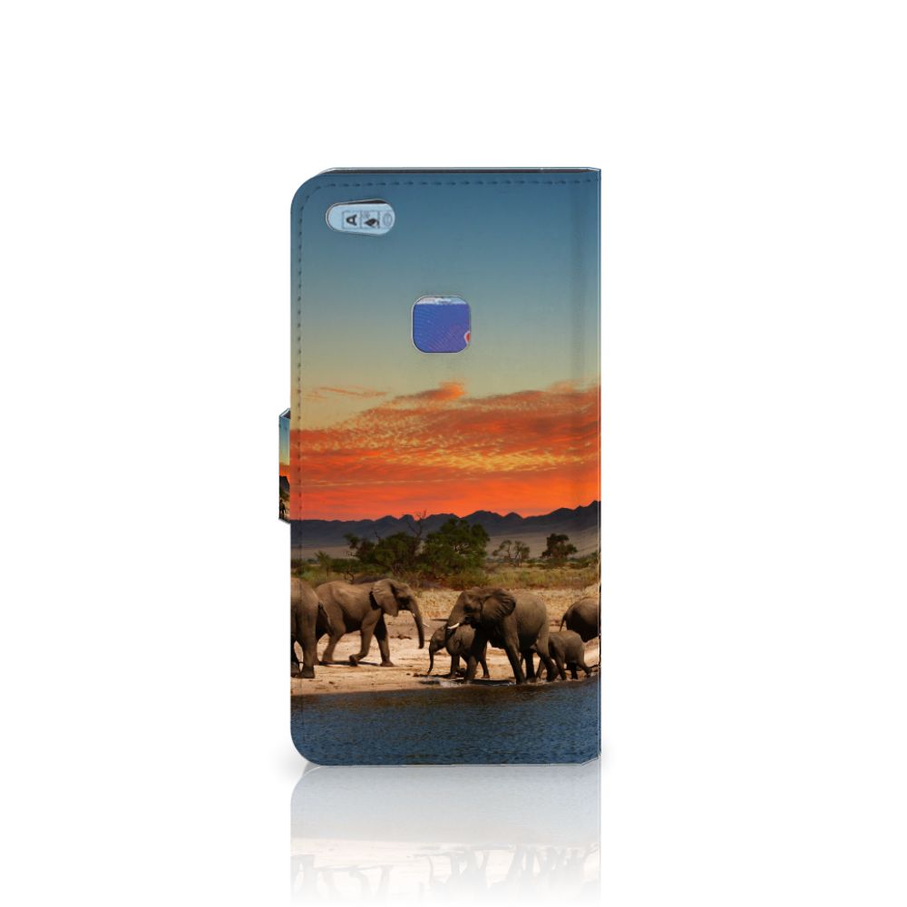 Huawei P10 Lite Telefoonhoesje met Pasjes Olifanten