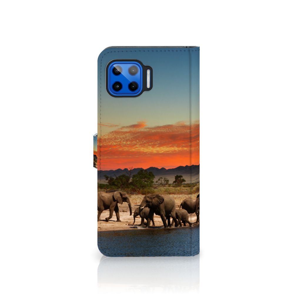 Motorola Moto G 5G Plus Telefoonhoesje met Pasjes Olifanten