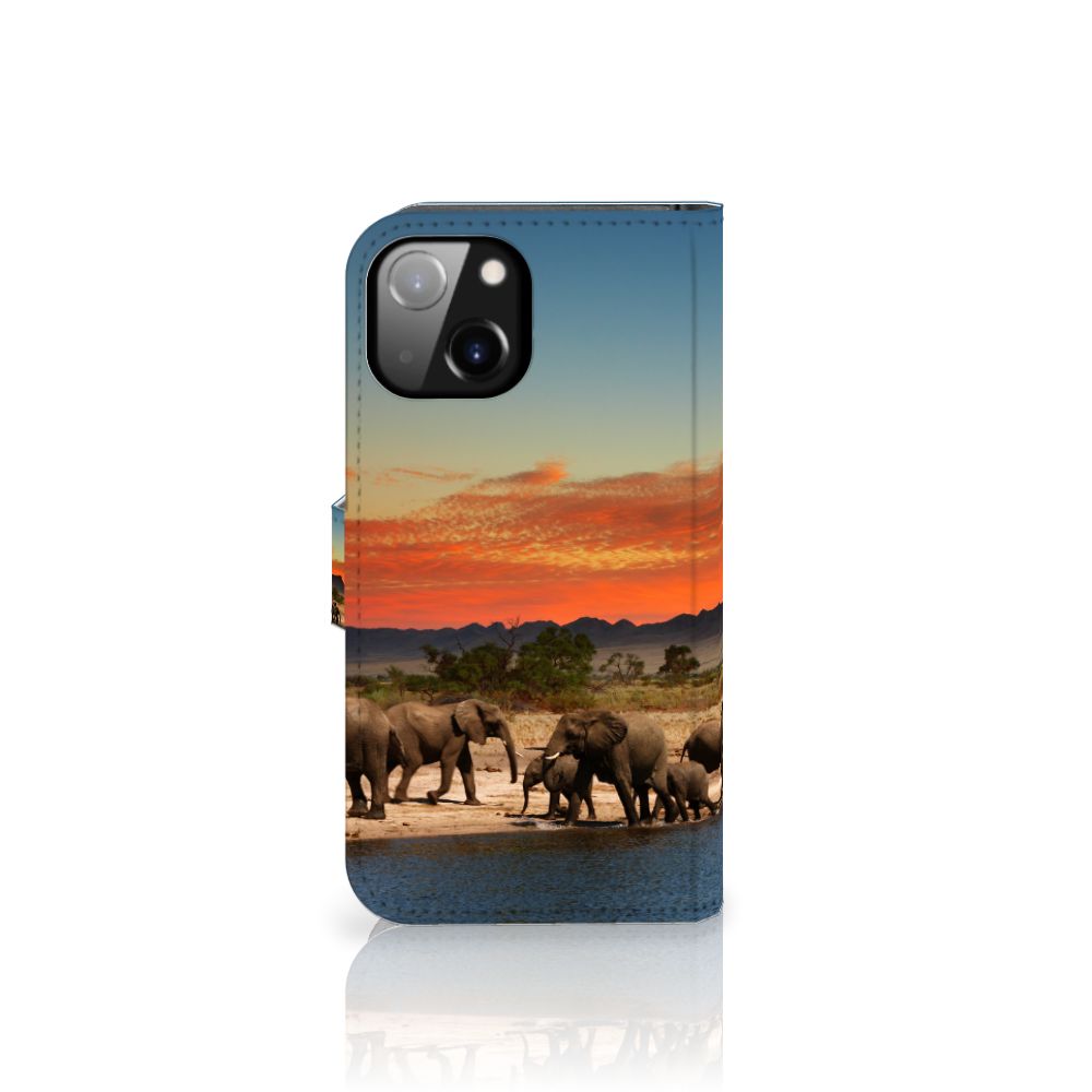 Apple iPhone 14 Telefoonhoesje met Pasjes Olifanten