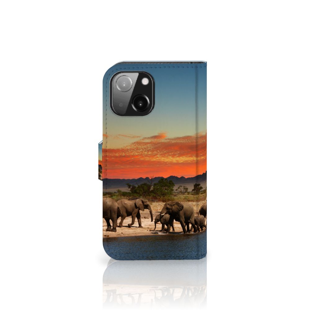 iPhone 13 Mini Telefoonhoesje met Pasjes Olifanten