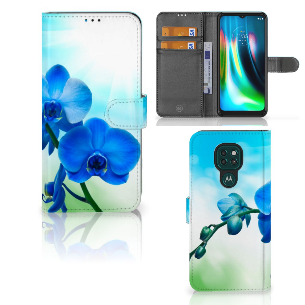 Motorola Moto G9 Play | E7 Plus Hoesje Orchidee Blauw - Cadeau voor je Moeder