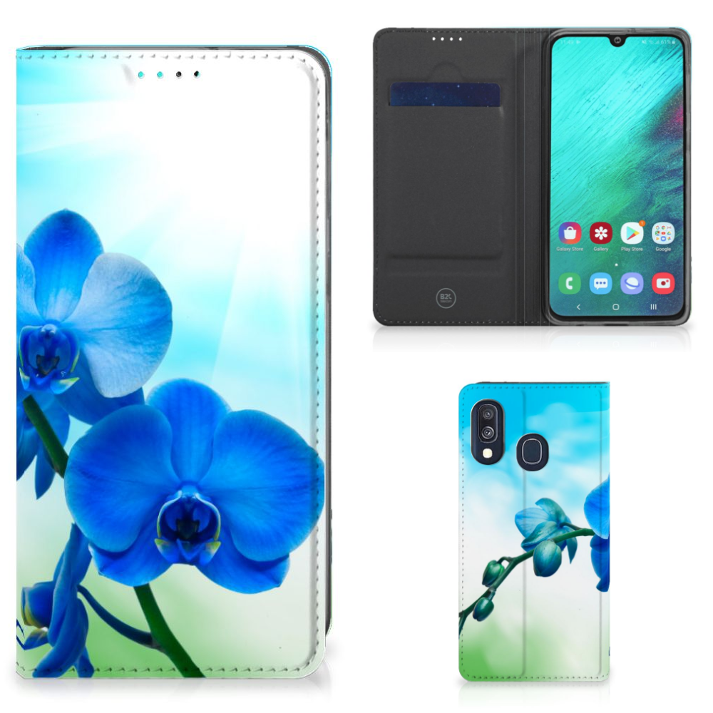 Samsung Galaxy A40 Smart Cover Orchidee Blauw - Cadeau voor je Moeder