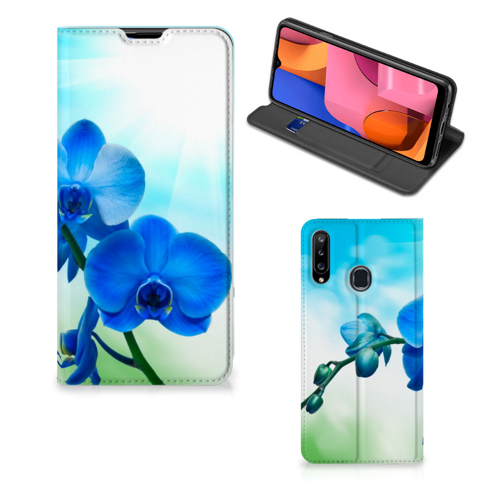 Samsung Galaxy A20s Smart Cover Orchidee Blauw - Cadeau voor je Moeder