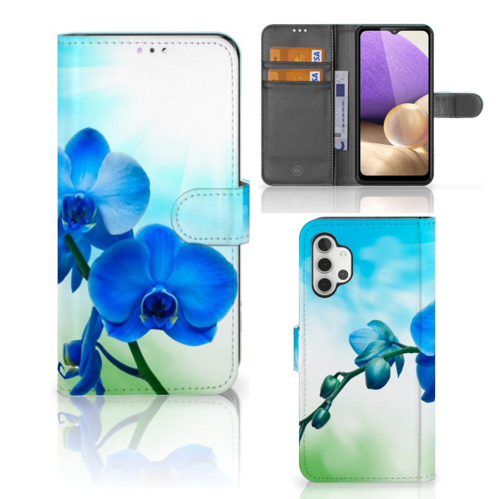 Samsung Galaxy A32 4G Hoesje Orchidee Blauw - Cadeau voor je Moeder