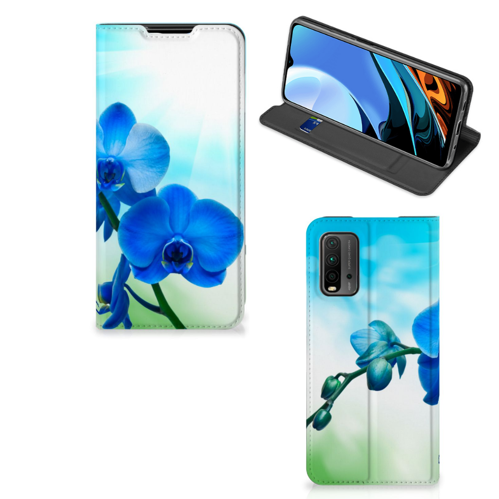 Xiaomi Poco M3 | Redmi 9T Smart Cover Orchidee Blauw - Cadeau voor je Moeder