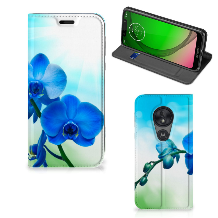 Motorola Moto G7 Play Smart Cover Orchidee Blauw - Cadeau voor je Moeder