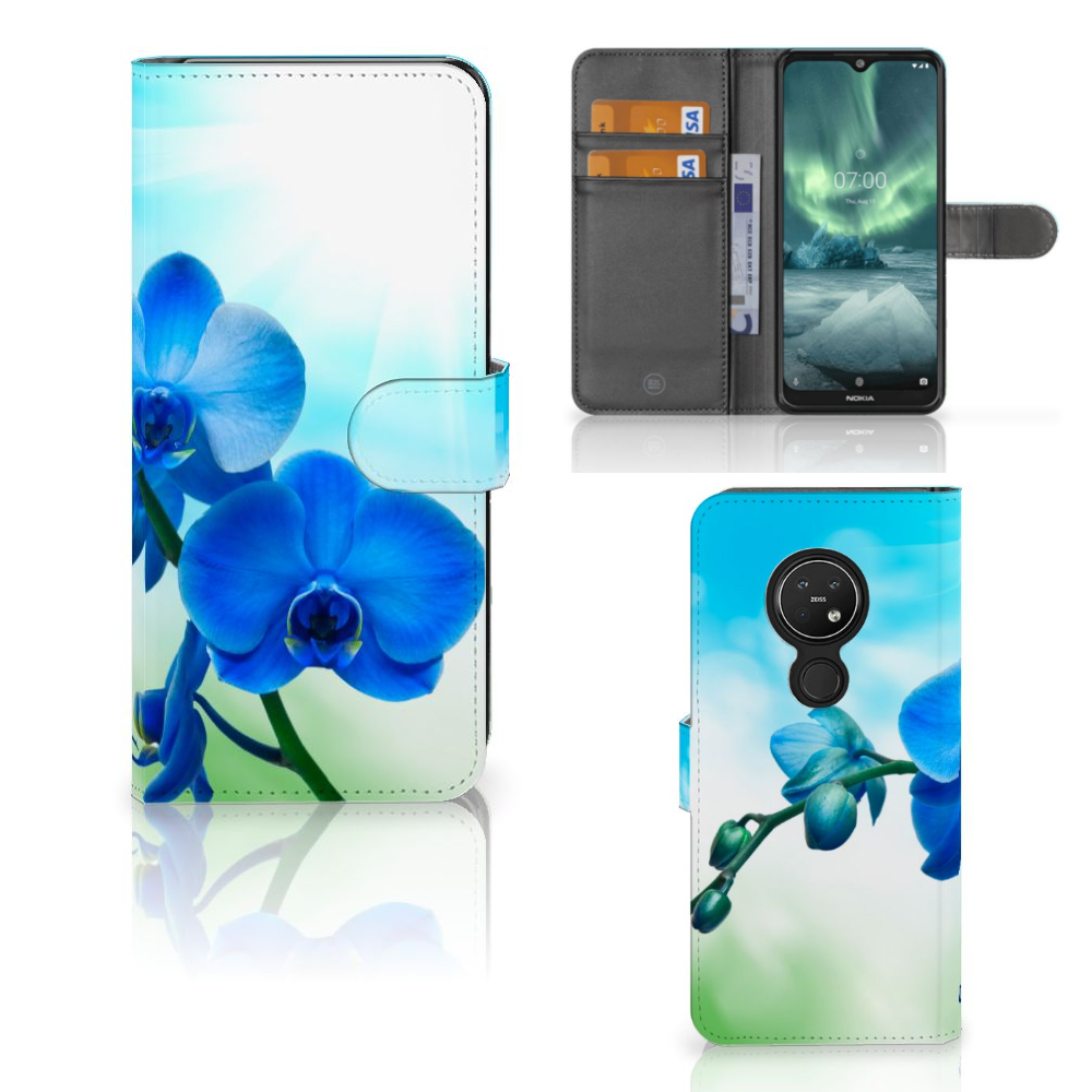 Nokia 7.2 | Nokia 6.2 Hoesje Orchidee Blauw - Cadeau voor je Moeder