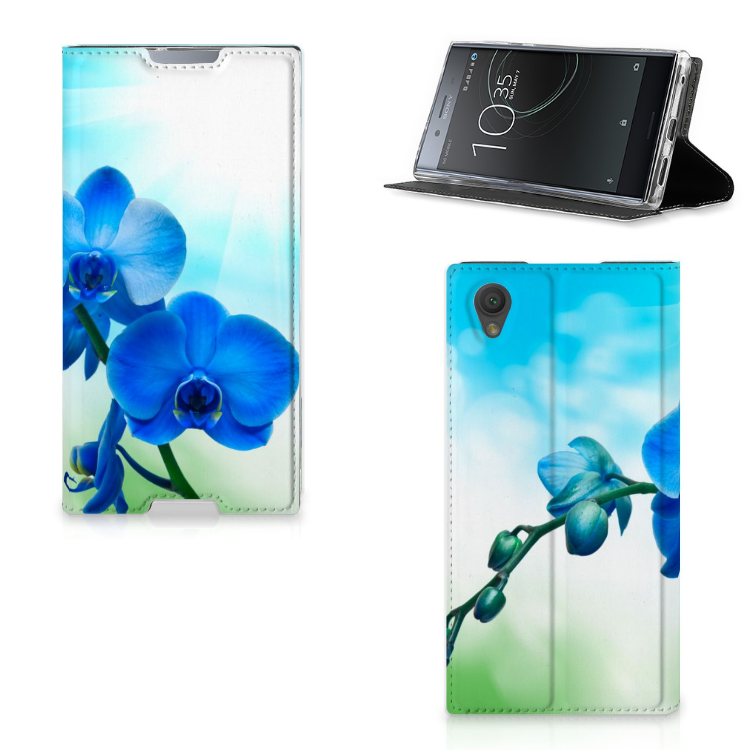 Sony Xperia L1 Standcase Hoesje Design Orchidee Blauw