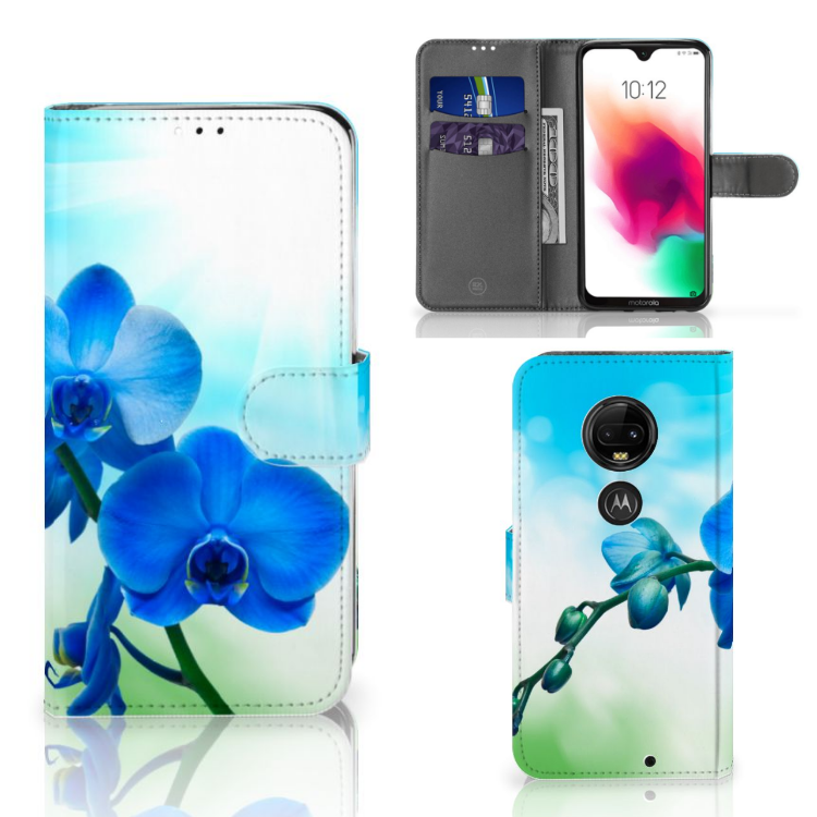 Motorola Moto G7 | G7 Plus Boekhoesje Design Orchidee Blauw