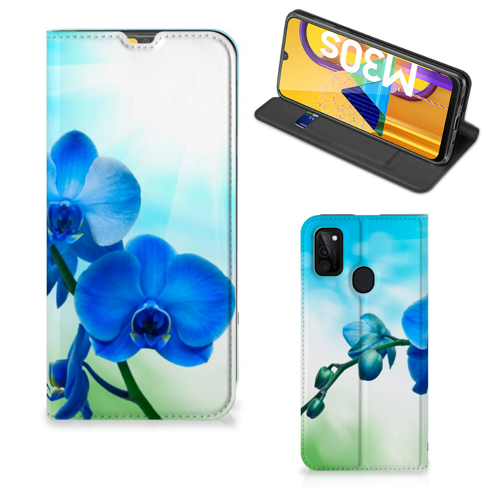 Samsung Galaxy M30s | M21 Smart Cover Orchidee Blauw - Cadeau voor je Moeder