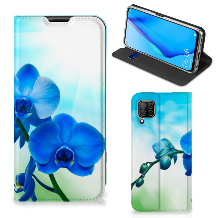 Huawei P40 Lite Smart Cover Orchidee Blauw - Cadeau voor je Moeder