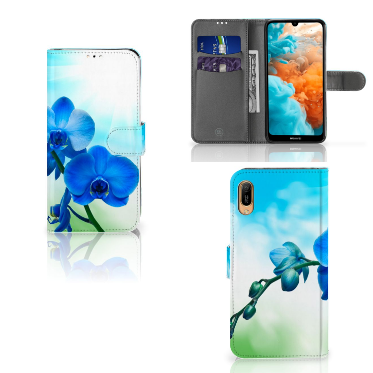 Huawei Y6 (2019) Hoesje Orchidee Blauw - Cadeau voor je Moeder