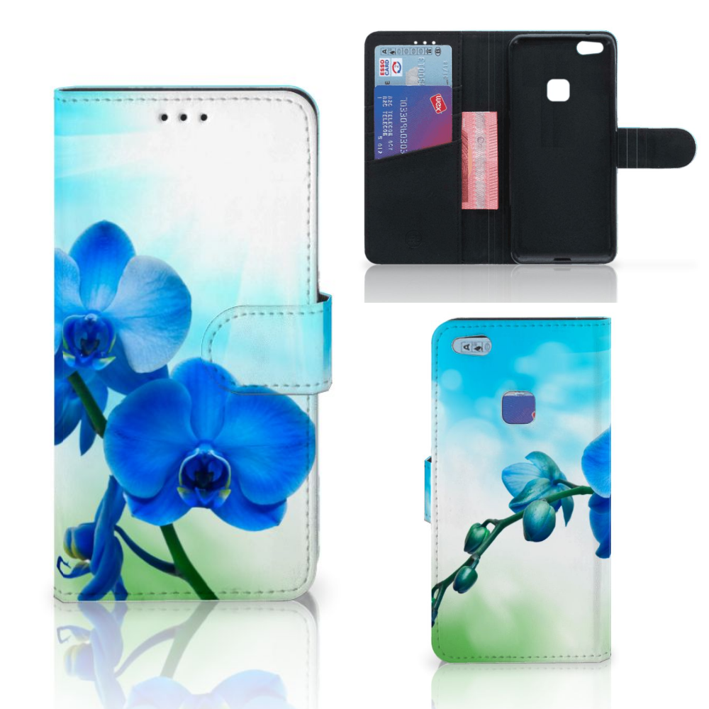 Huawei P10 Lite Hoesje Orchidee Blauw - Cadeau voor je Moeder