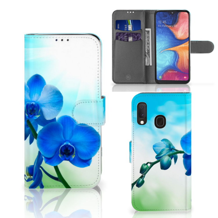 Samsung Galaxy A20e Hoesje Orchidee Blauw - Cadeau voor je Moeder