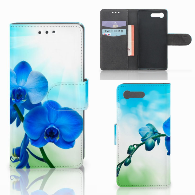 Sony Xperia X Compact Hoesje Orchidee Blauw - Cadeau voor je Moeder