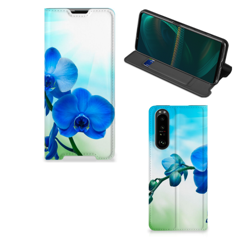 Sony Xperia 5 III Smart Cover Orchidee Blauw - Cadeau voor je Moeder
