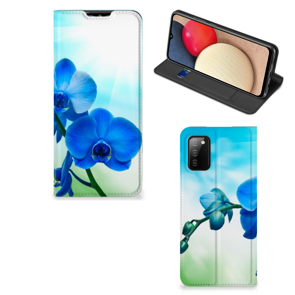 Samsung Galaxy M02s | A02s Smart Cover Orchidee Blauw - Cadeau voor je Moeder