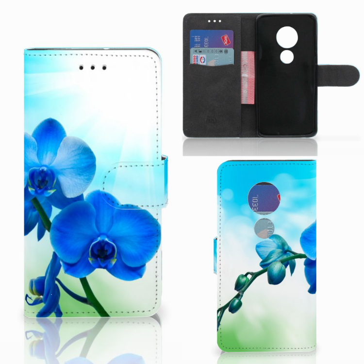 Motorola Moto G7 Play Hoesje Orchidee Blauw - Cadeau voor je Moeder