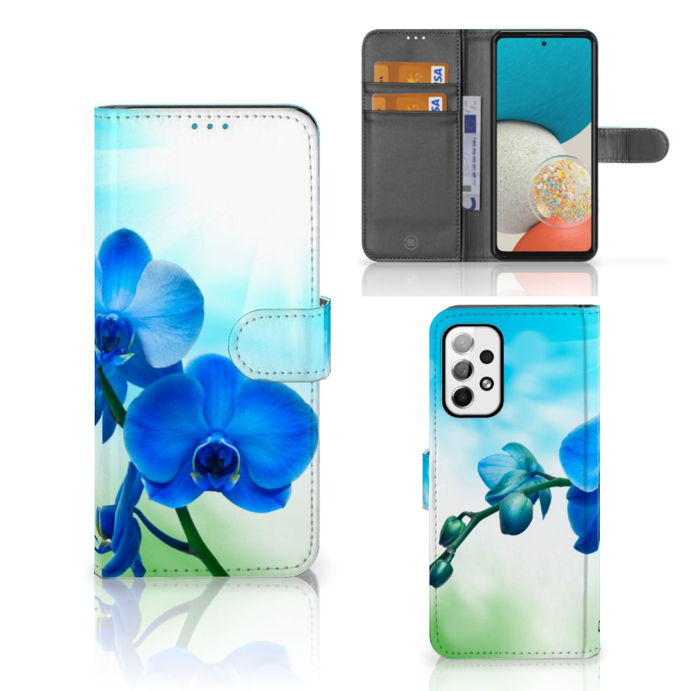 Samsung Galaxy A73 5G Hoesje Orchidee Blauw - Cadeau voor je Moeder