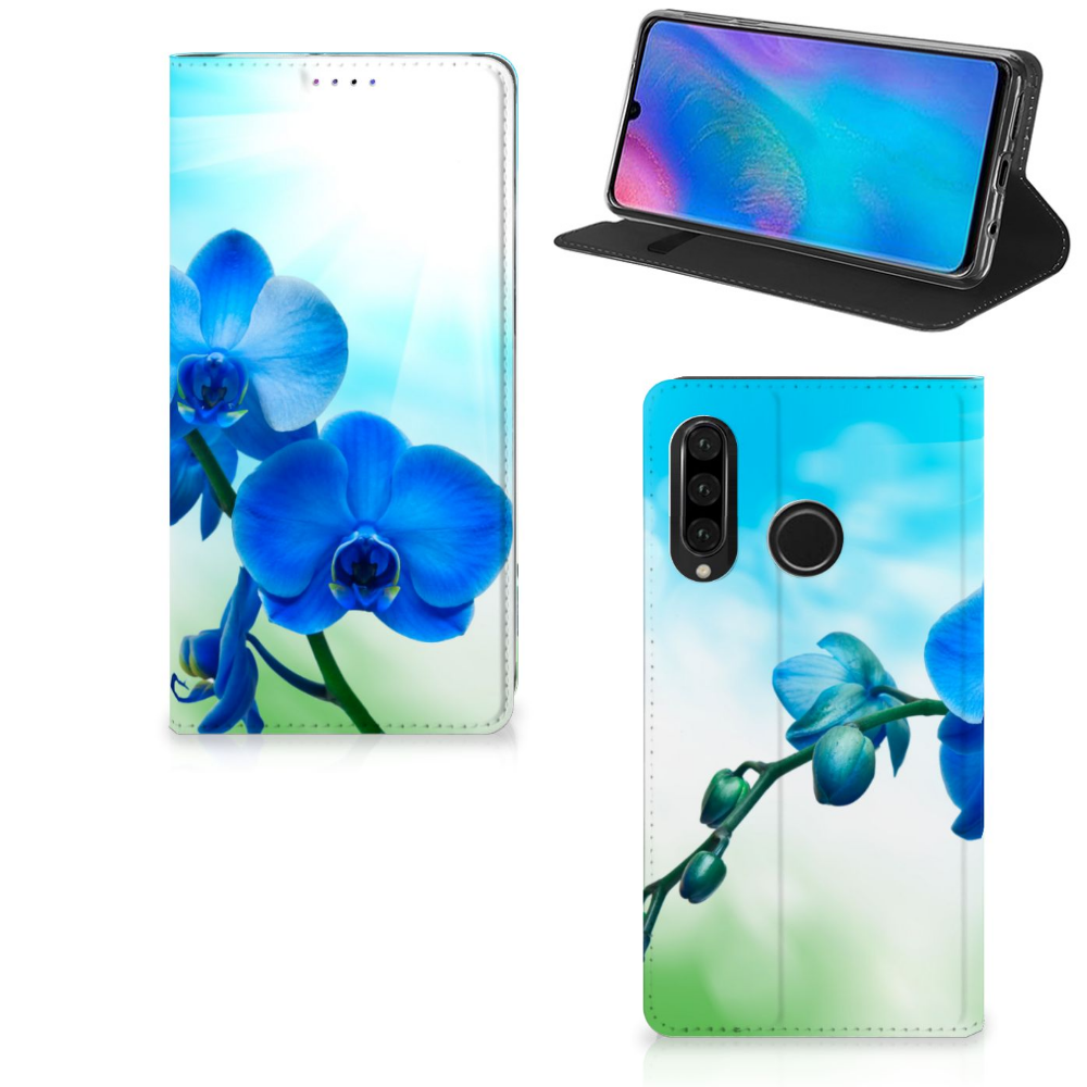 Huawei P30 Lite New Edition Smart Cover Orchidee Blauw - Cadeau voor je Moeder