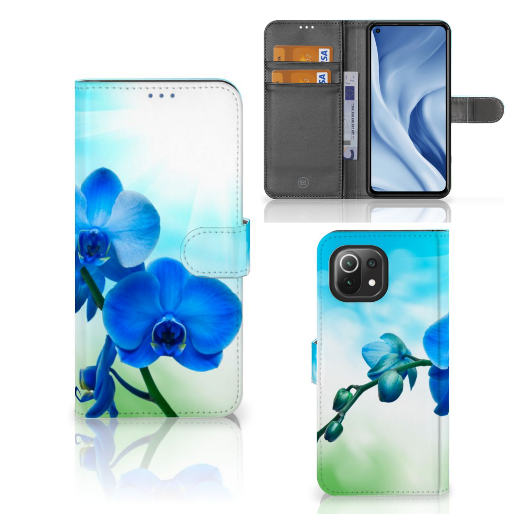 Xiaomi 11 Lite 5G NE | Mi 11 Lite Hoesje Orchidee Blauw - Cadeau voor je Moeder