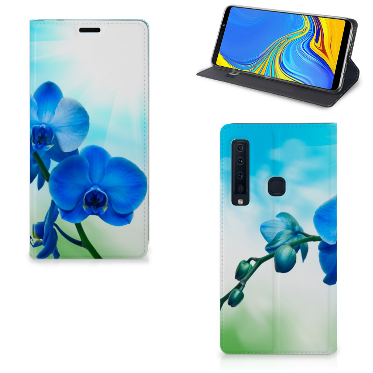 Samsung Galaxy A9 (2018) Standcase Hoesje Design Orchidee Blauw