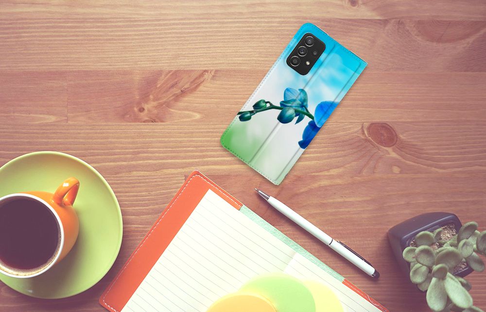 Samsung Galaxy A52 Smart Cover Orchidee Blauw - Cadeau voor je Moeder
