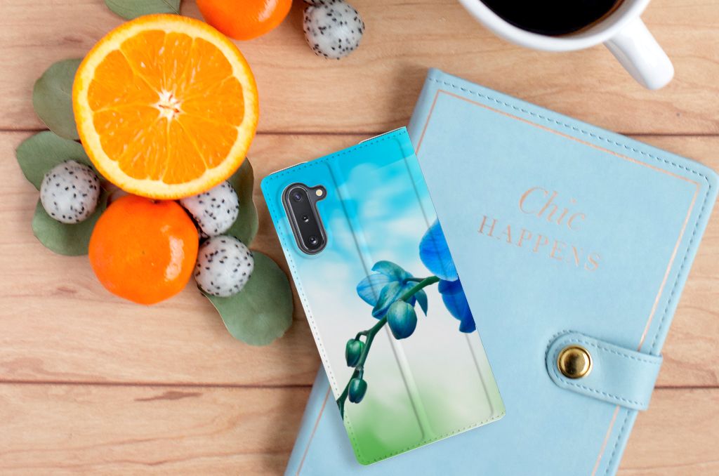 Samsung Galaxy Note 10 Smart Cover Orchidee Blauw - Cadeau voor je Moeder