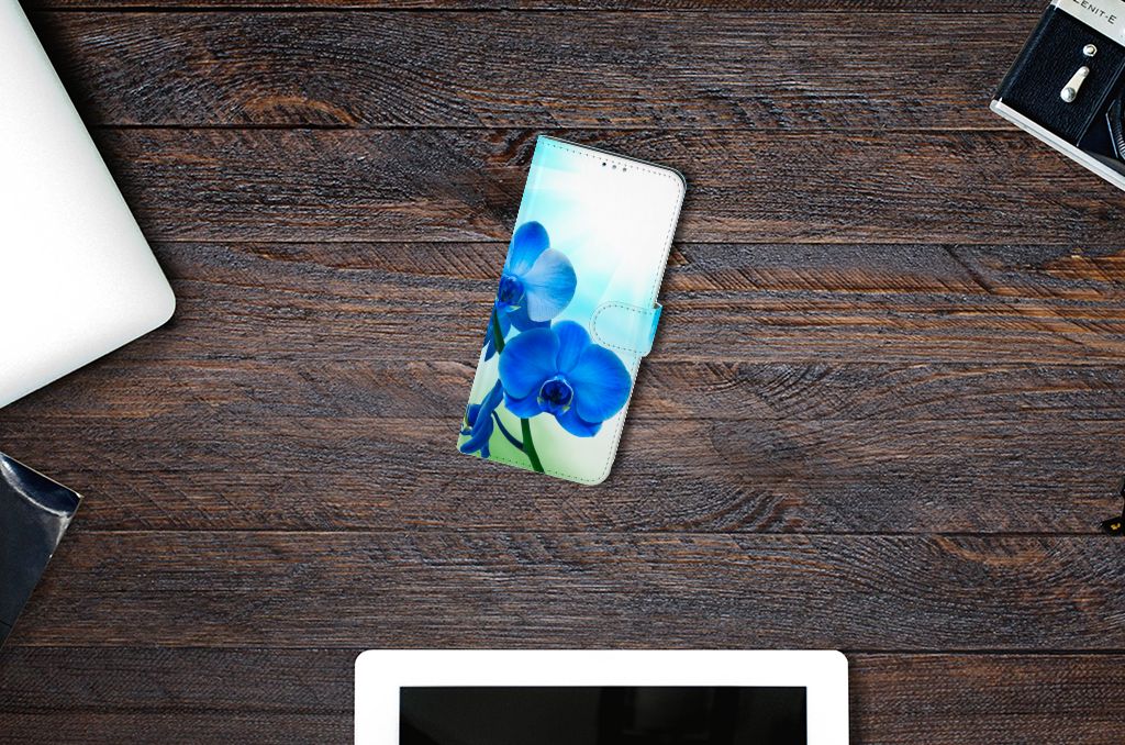 Motorola Moto G9 Plus Hoesje Orchidee Blauw - Cadeau voor je Moeder