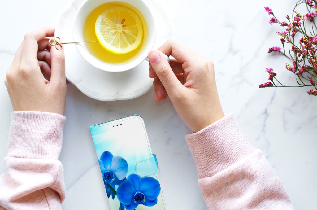 Samsung Galaxy A40 Hoesje Orchidee Blauw - Cadeau voor je Moeder