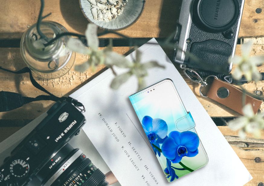 Samsung Galaxy A20s Hoesje Orchidee Blauw - Cadeau voor je Moeder
