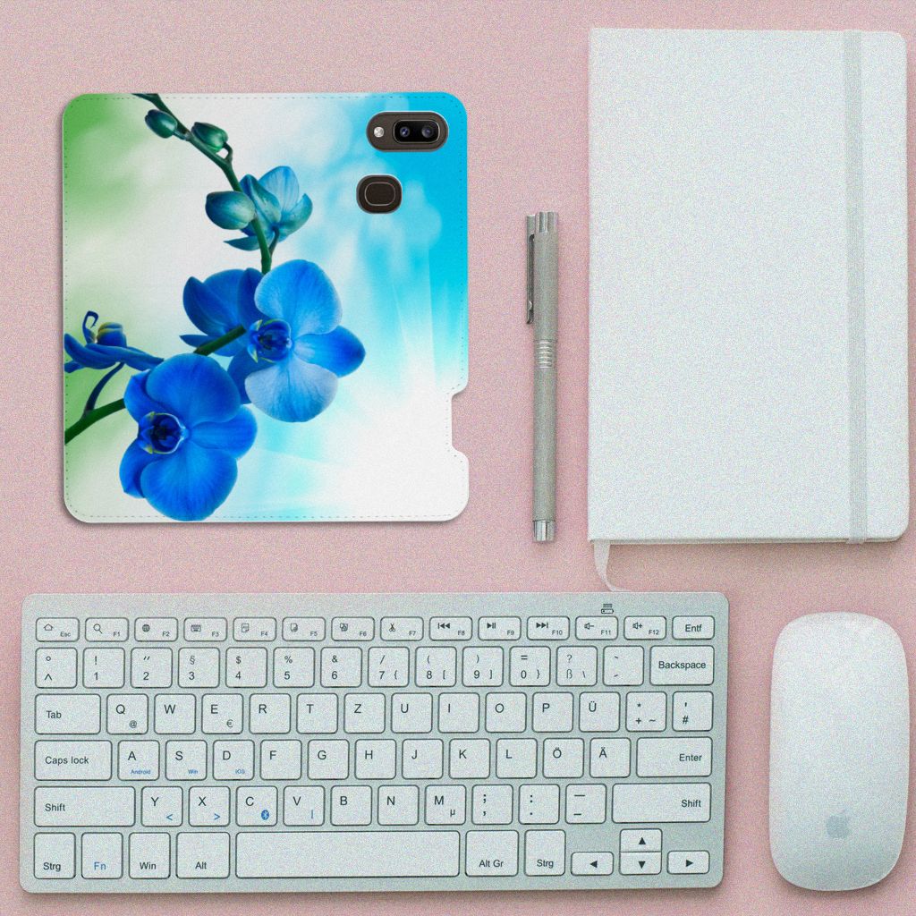 Samsung Galaxy A30 Smart Cover Orchidee Blauw - Cadeau voor je Moeder