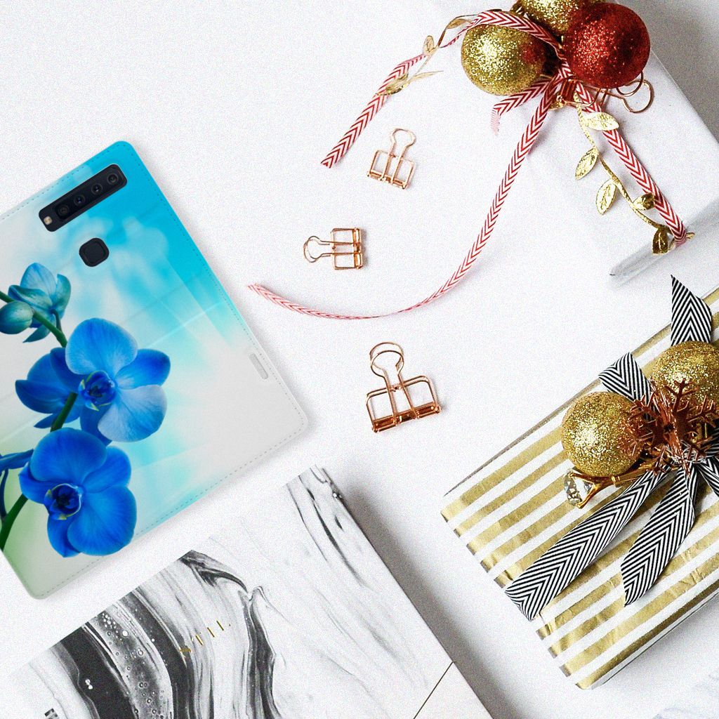 Samsung Galaxy A9 (2018) Smart Cover Orchidee Blauw - Cadeau voor je Moeder
