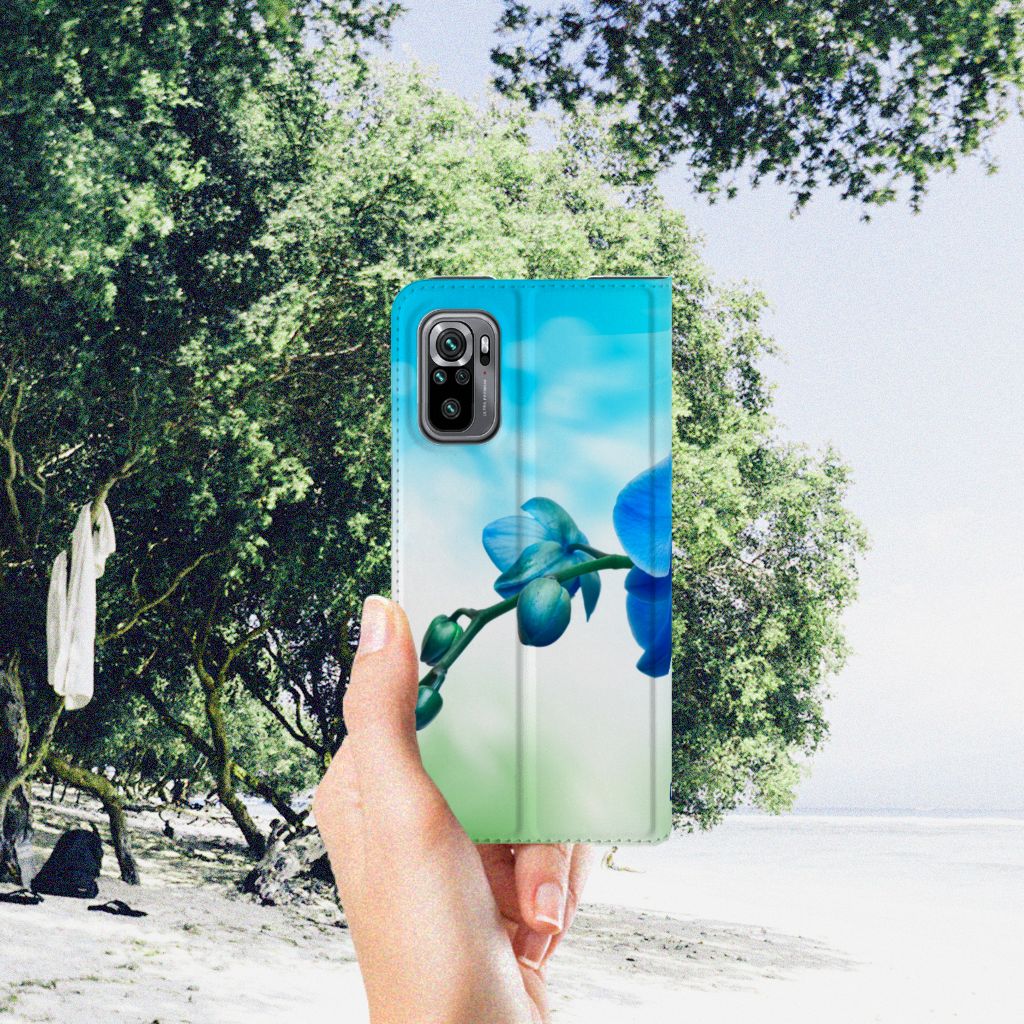 Xiaomi Redmi Note 10/10T 5G | Poco M3 Pro Smart Cover Orchidee Blauw - Cadeau voor je Moeder