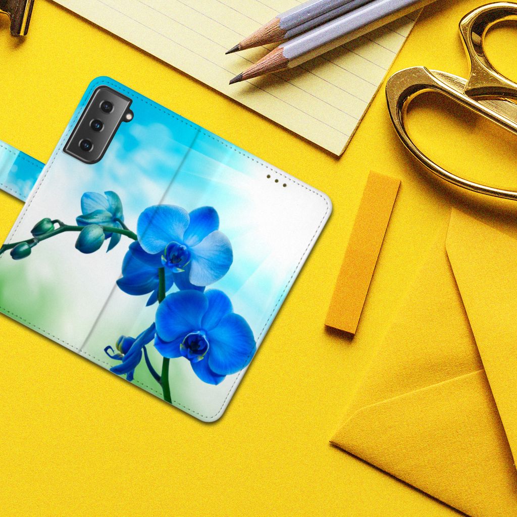 Samsung Galaxy S21 Hoesje Orchidee Blauw - Cadeau voor je Moeder