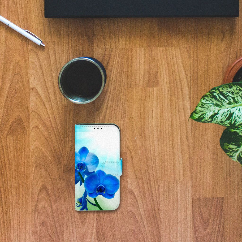 iPhone 13 Mini Hoesje Orchidee Blauw - Cadeau voor je Moeder