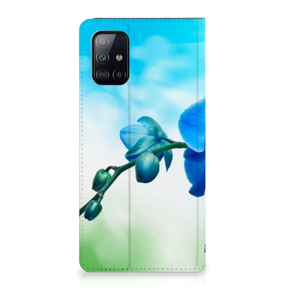Samsung Galaxy A71 Smart Cover Orchidee Blauw - Cadeau voor je Moeder
