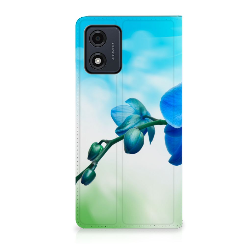 Motorola Moto E13 4G Smart Cover Orchidee Blauw - Cadeau voor je Moeder