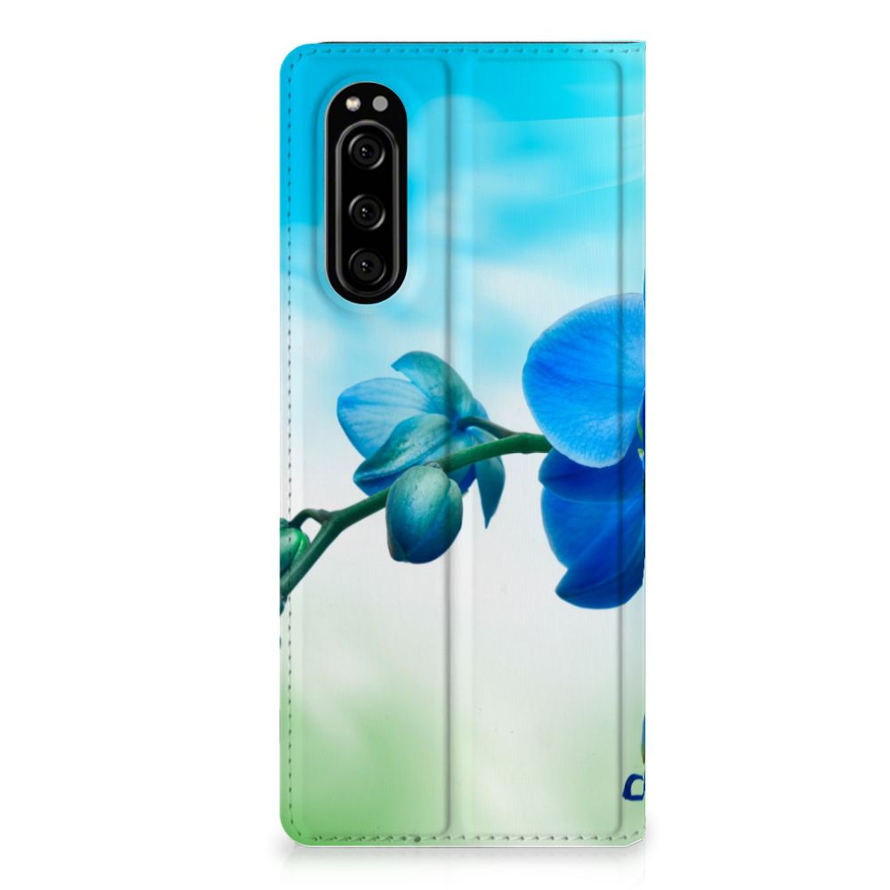 Sony Xperia 5 Smart Cover Orchidee Blauw - Cadeau voor je Moeder