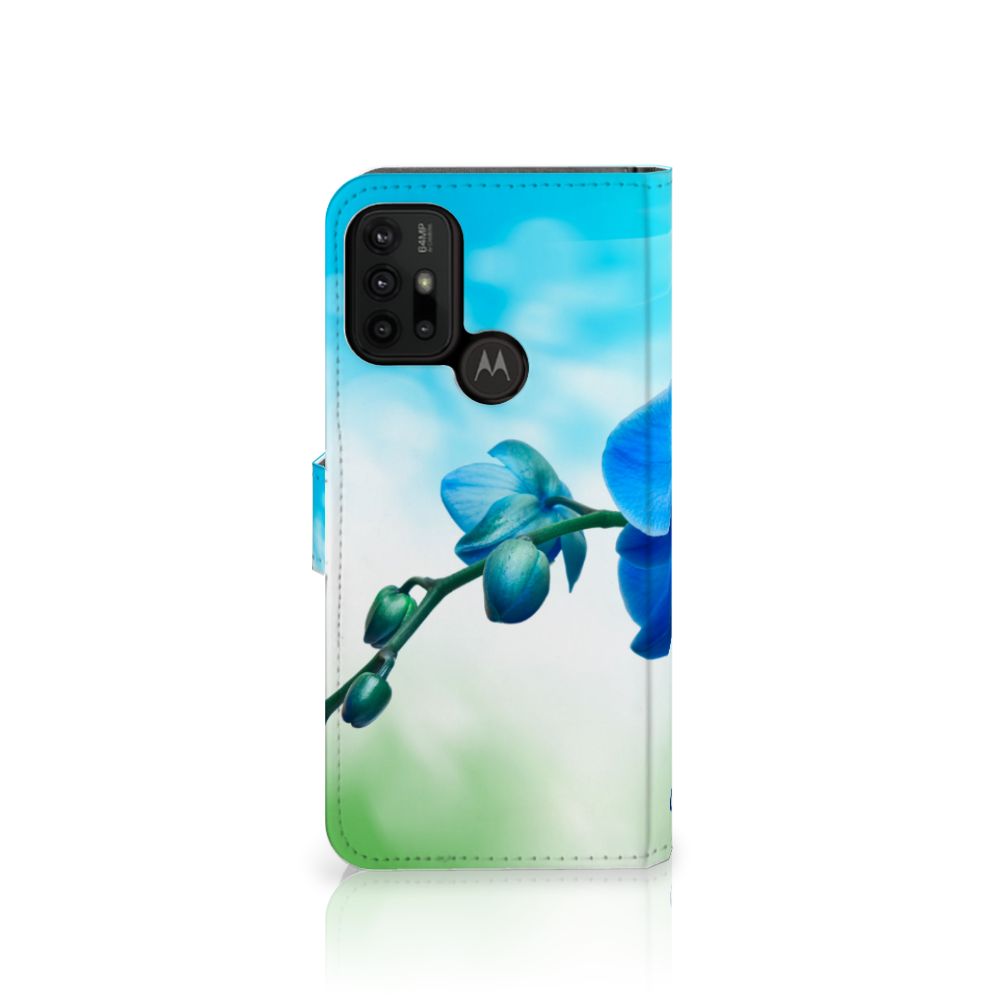 Motorola Moto G10 | G20 | G30 Hoesje Orchidee Blauw - Cadeau voor je Moeder